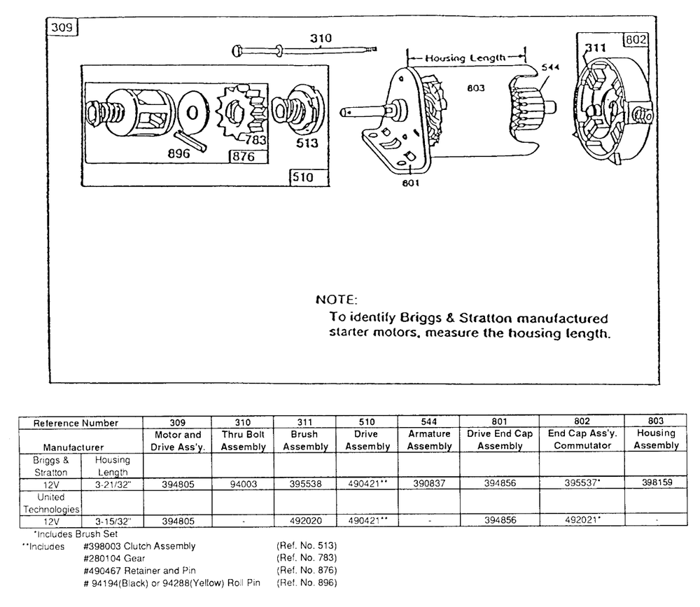 Electric Starter And Chart Diagram and Parts List for 193702-0164-XX  Briggs and Stratton Engine